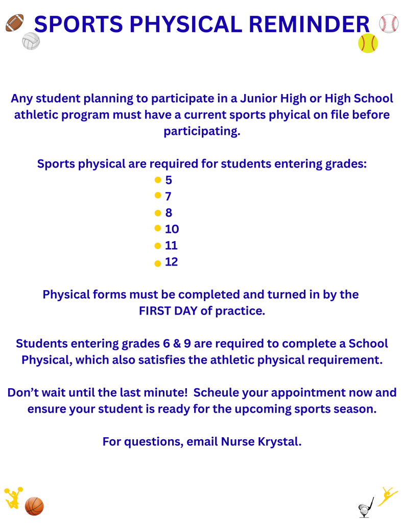Sports Physical Reminder
