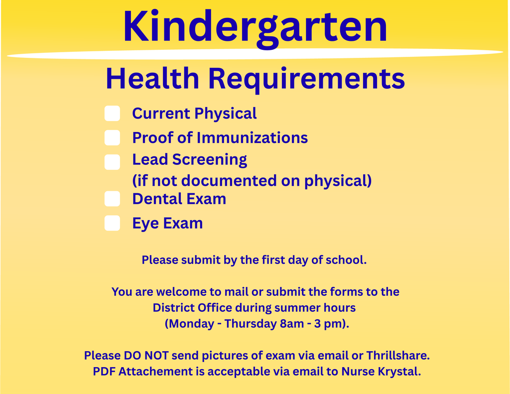 Kindergarten Health Requirements