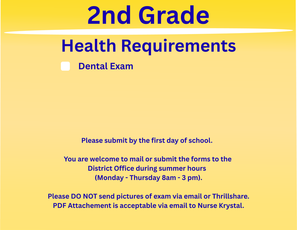 2nd Grade Health Requirements