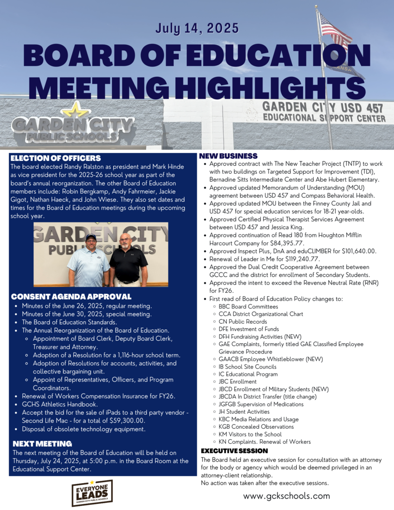 Board of Education Recap 