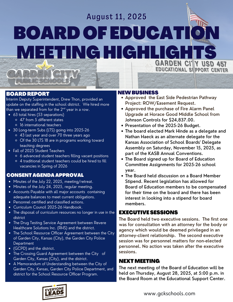Board of Education Meeting Recap
