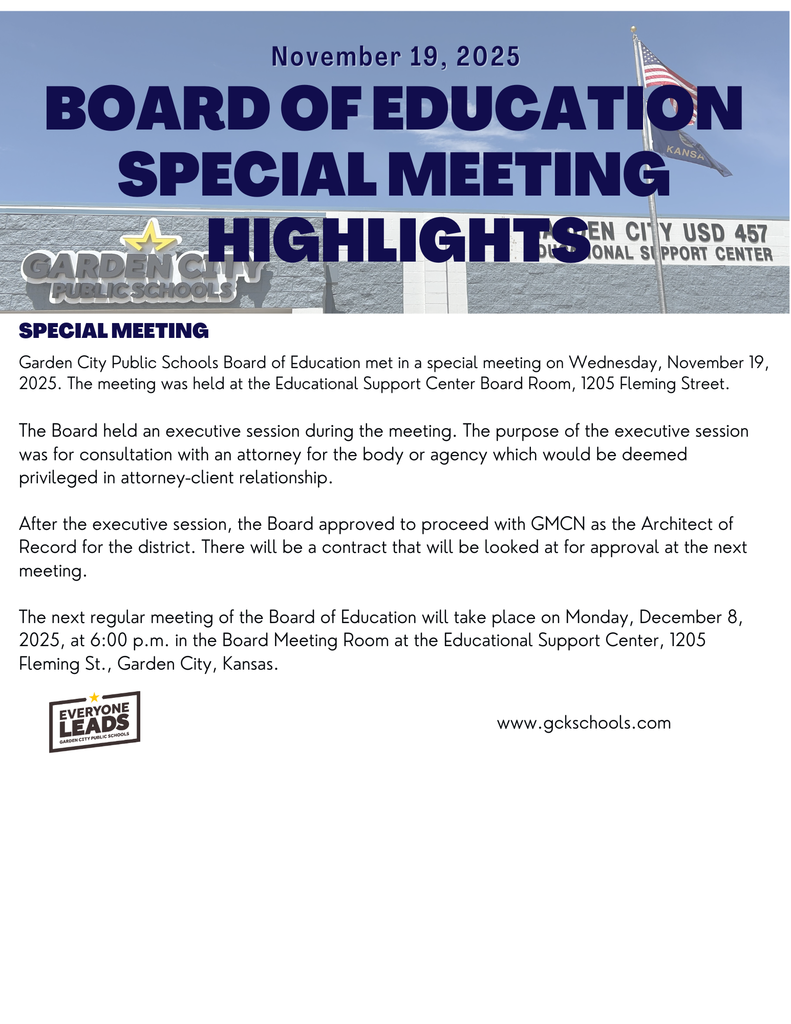 Special Board of Educaiton Meeting 