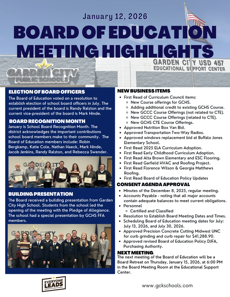 Board of Education Meeting Recap 