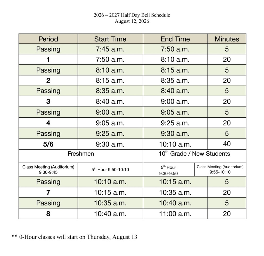 Half-Day Schedule 
