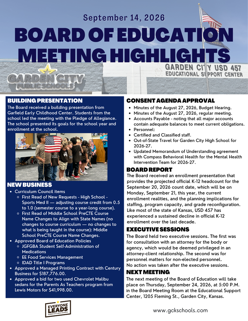 Recap Board of Education Meeting