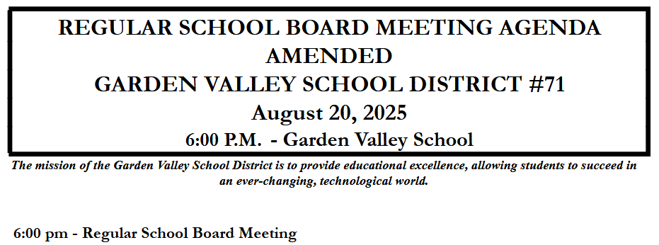 Board meeting- August 20th at 6pm