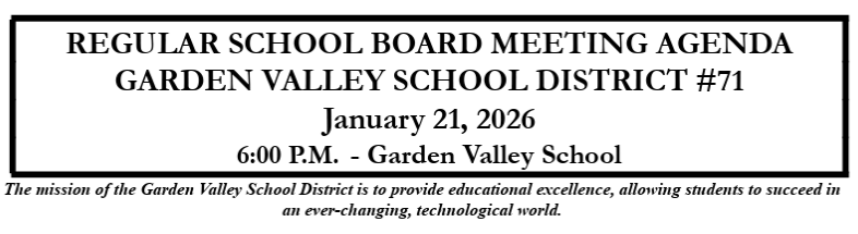 Garden Valley School Board meeting on January 21st