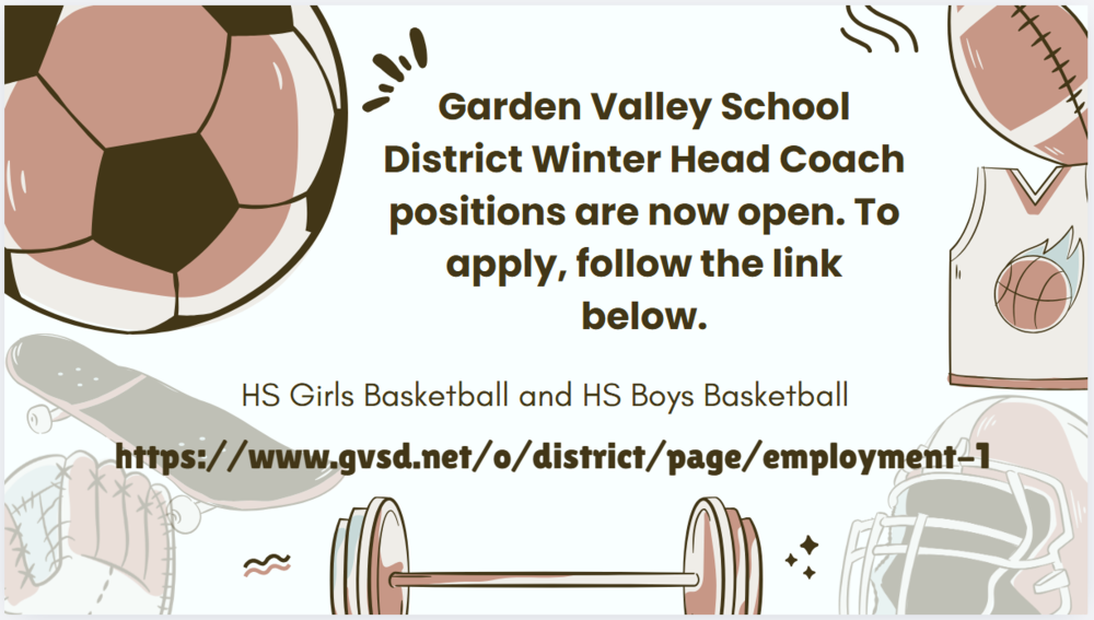 Winter Head Coaches positions are open...