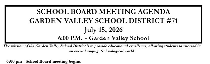 July 15th School Board meeting at 6pm