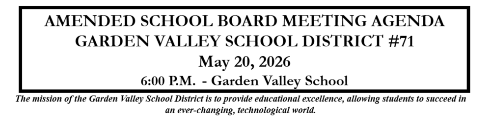 Garden Valley School Board meeting- May 20, 2026
