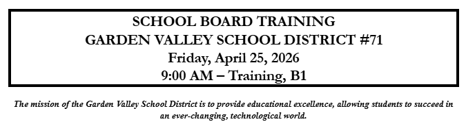 School Board training- April 25th at 9am