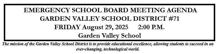 GVSD Board meeting today @2pm.