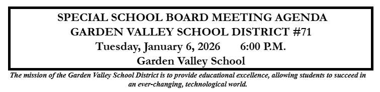 Special School Board meeting on January 6th, 2025