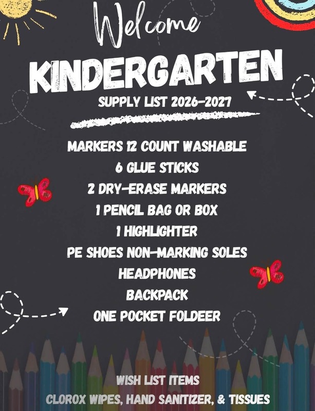 Kinder supply list