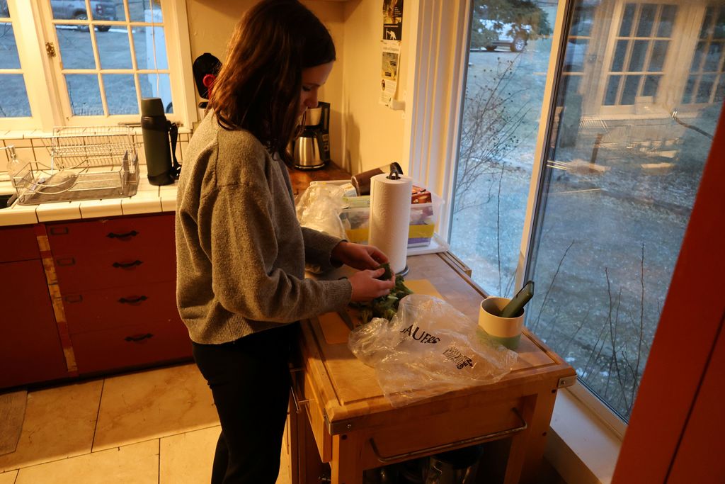 Student cooking dinner