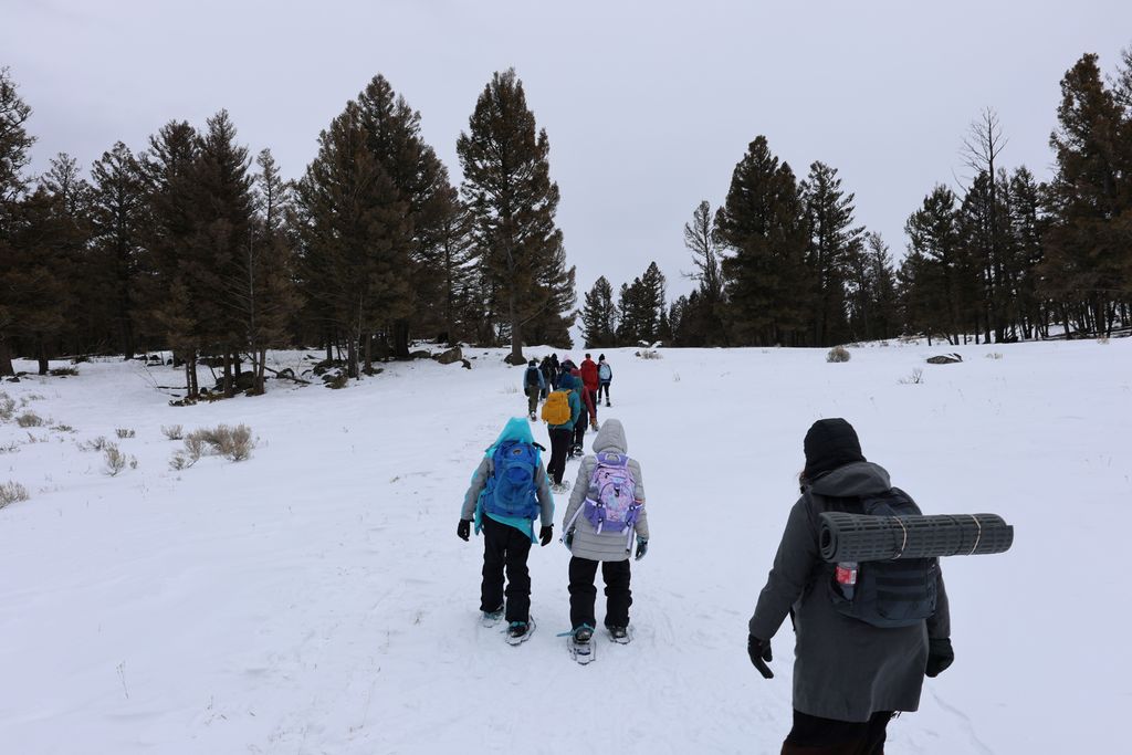 Students collecting data on snow