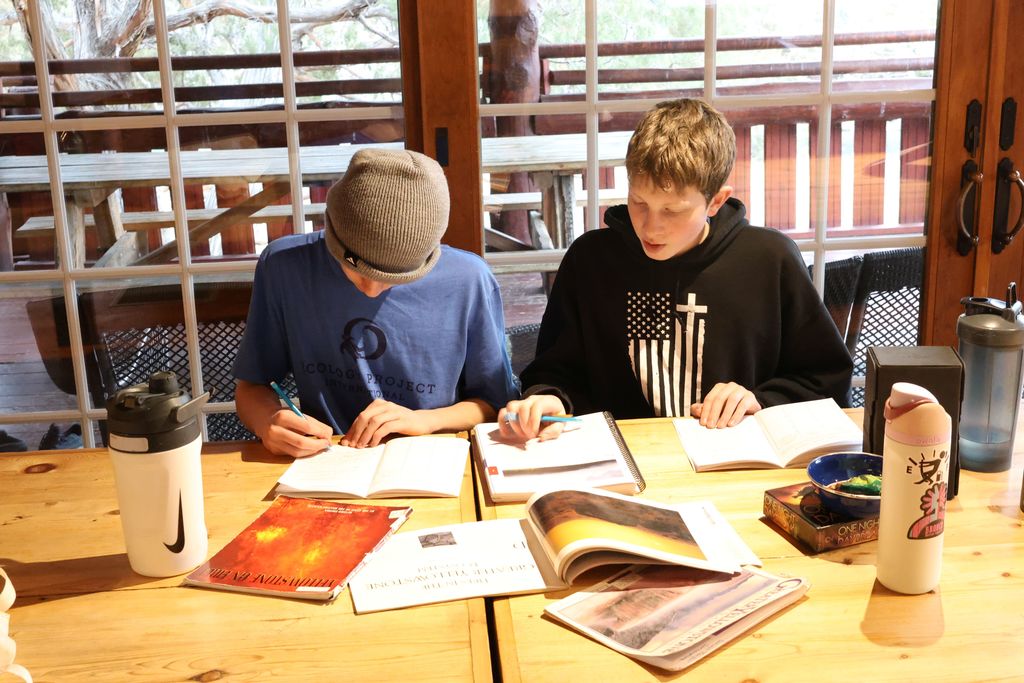 Students researching