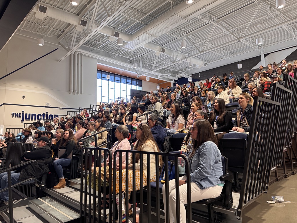 Bleachers filled with teachers from all over Montana, showing the number of people attending the conference FFA presented to.
