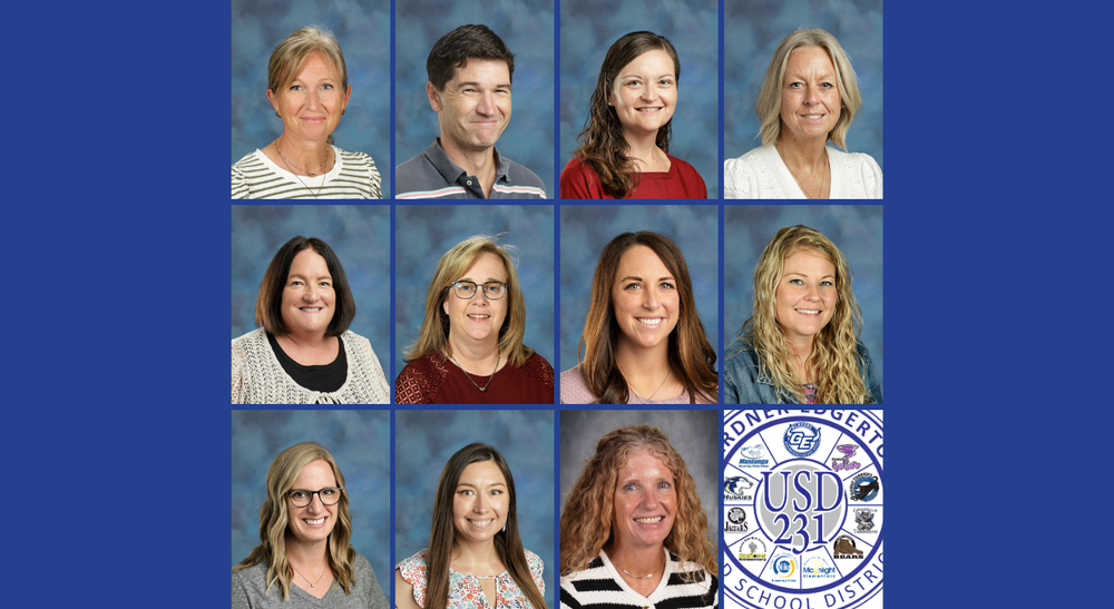 headshots of teachers on blue background