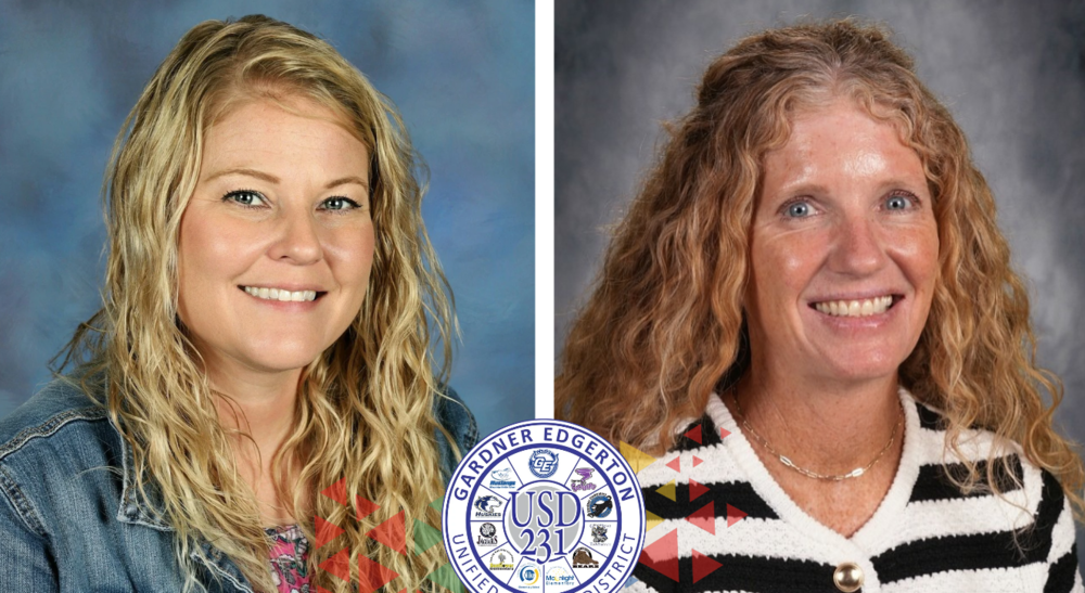 Kansas Teacher of the Year  nominees two individuals pictures on plain backgrounds smiling