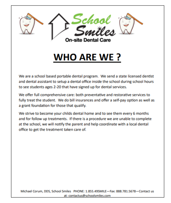 The Dentist is Coming to Our School