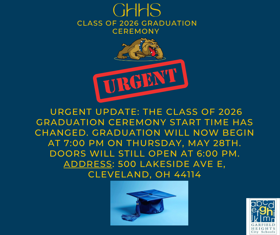 Class of 2026 Graduation Ceremony Update time change to 7pm!!