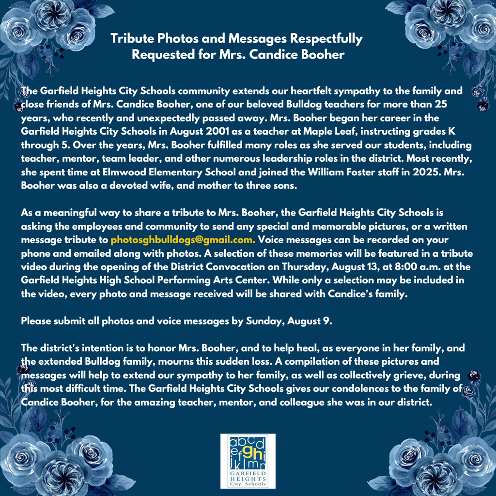Tribute Photos and Messages Respectfully Requested for Mrs. Candice Booher