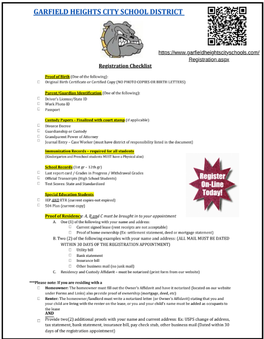 Registration Checklist