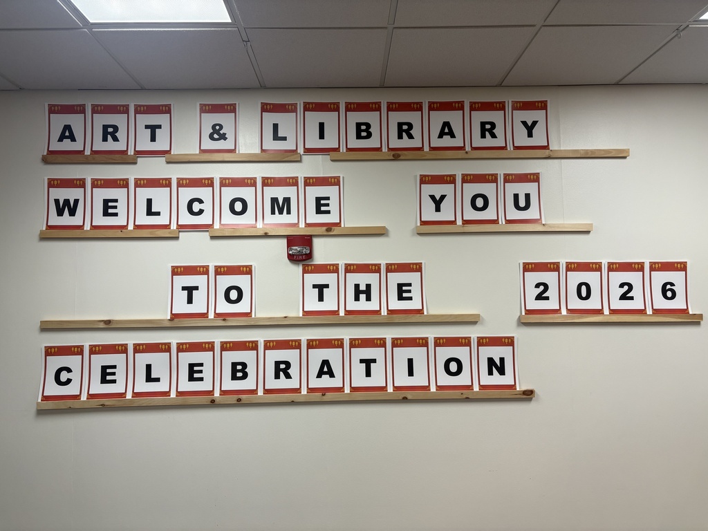 Individual letters that say ART & LIBRARY WELCOME YOU TO THE 2026 CELEBRATION