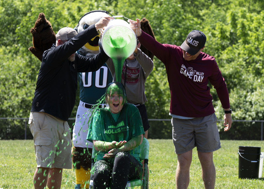 Teacher getting slimed