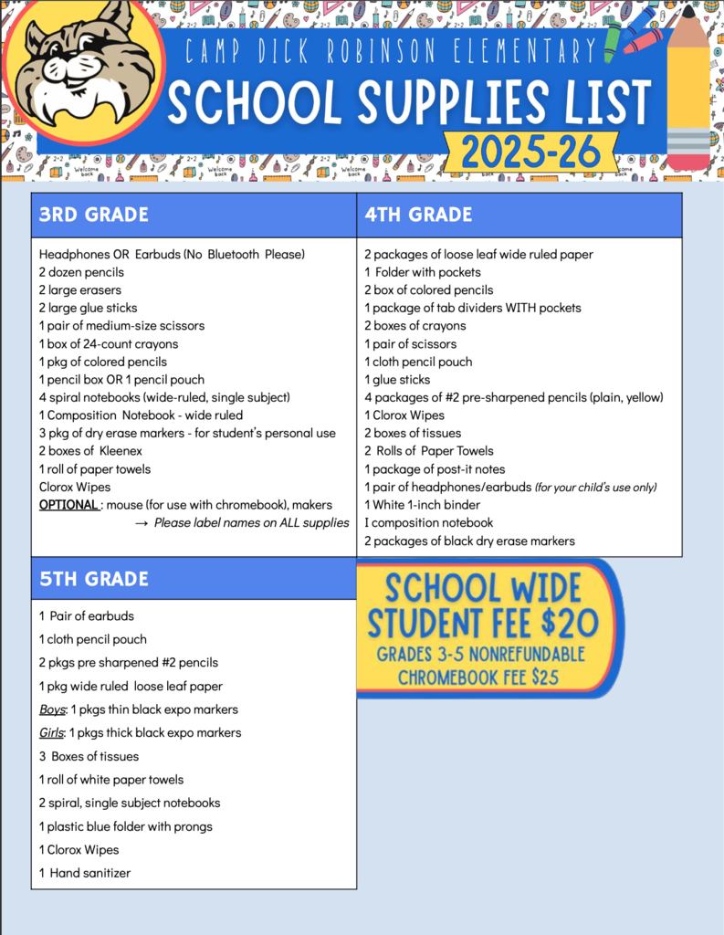 2025-26 School Supply Lists
