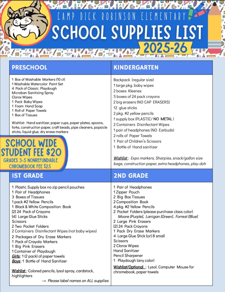 2025-26 School Supply Lists