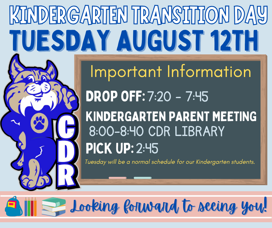 We are excited to see our 2025-26 KINDERGARTNERS tomorrow!  [Tuesday, August 12th]