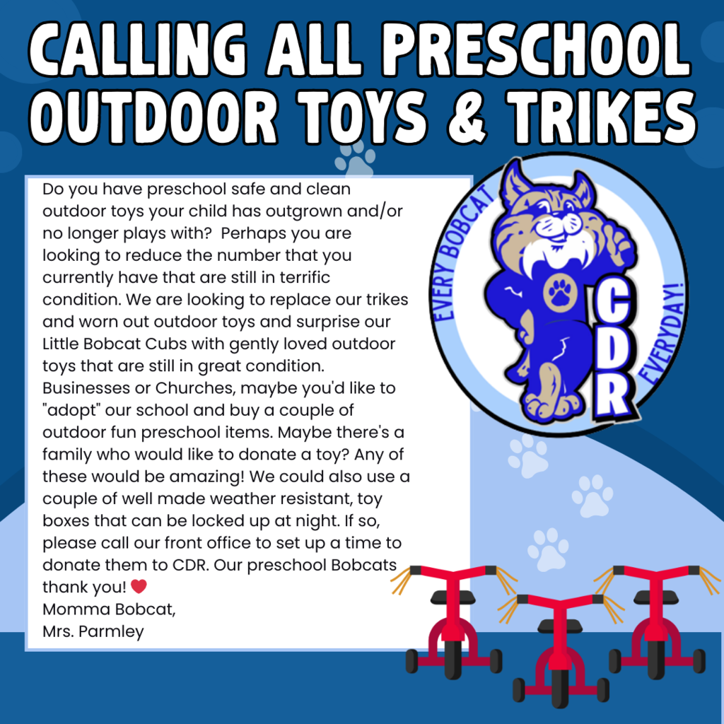 CALLING All Preschool Outdoor Toys & Trikes