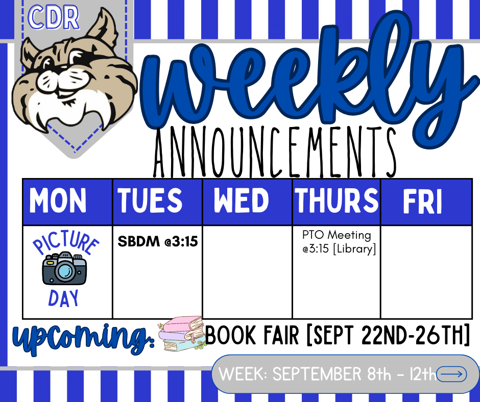 Weekly Announcements [September 8th -12th]