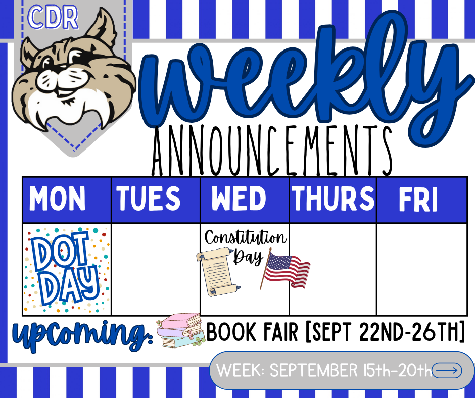 Weekly Announcements: September 15th - 19th 