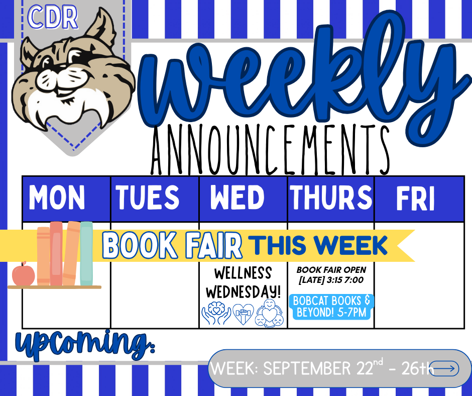 Weekly Announcements: September 22nd - 26th