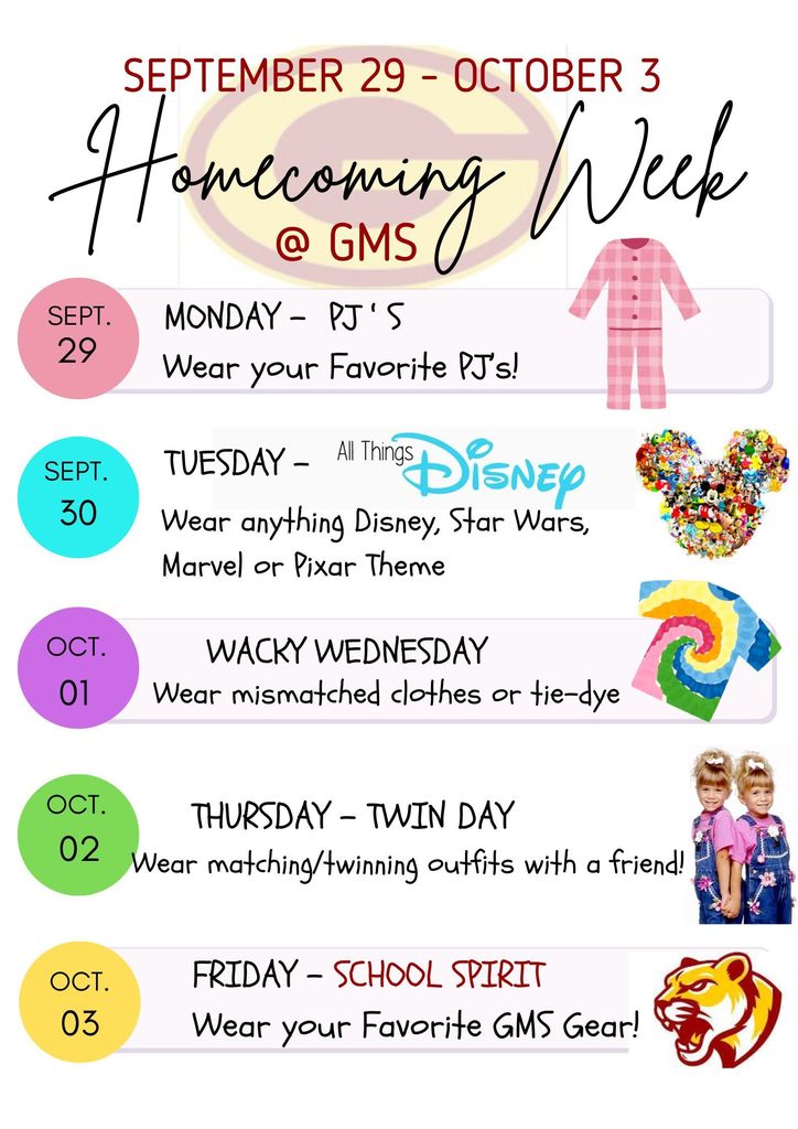 GCHS Homecoming Dress Up Week Days at GMS! 