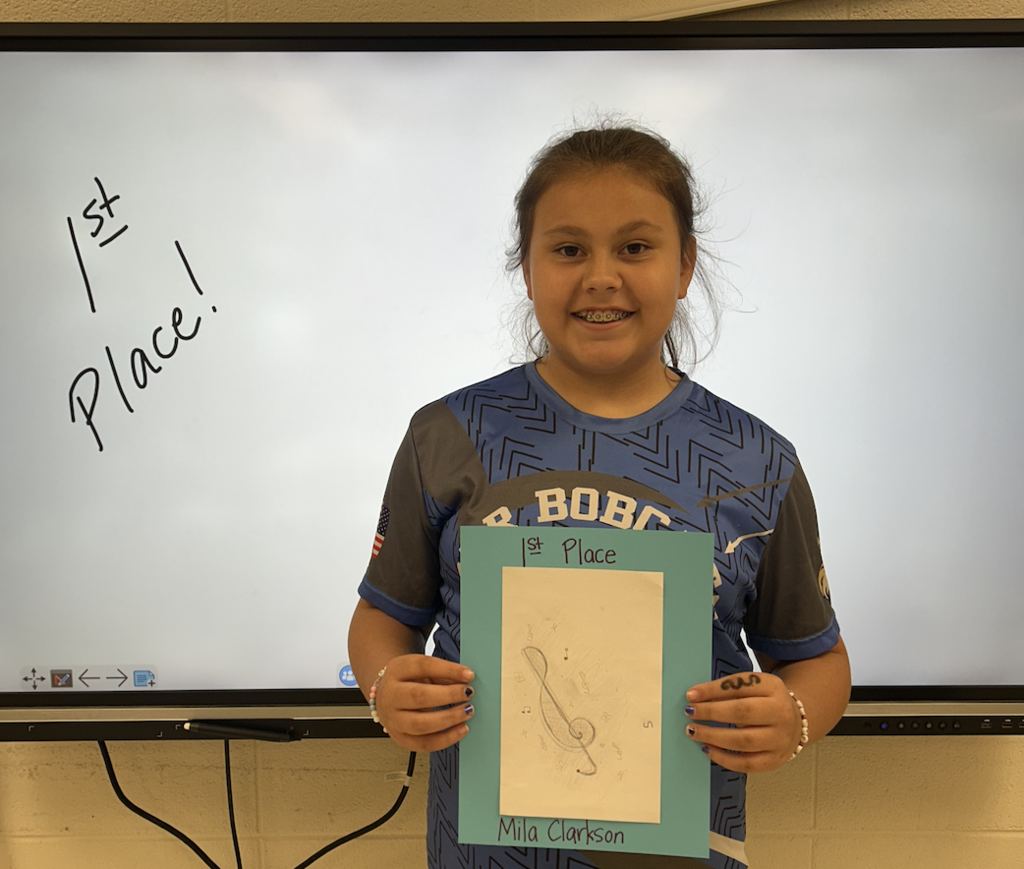 Congratulations to our 5th graders that competed and won the Treble Clef Drawing Competition through music class!