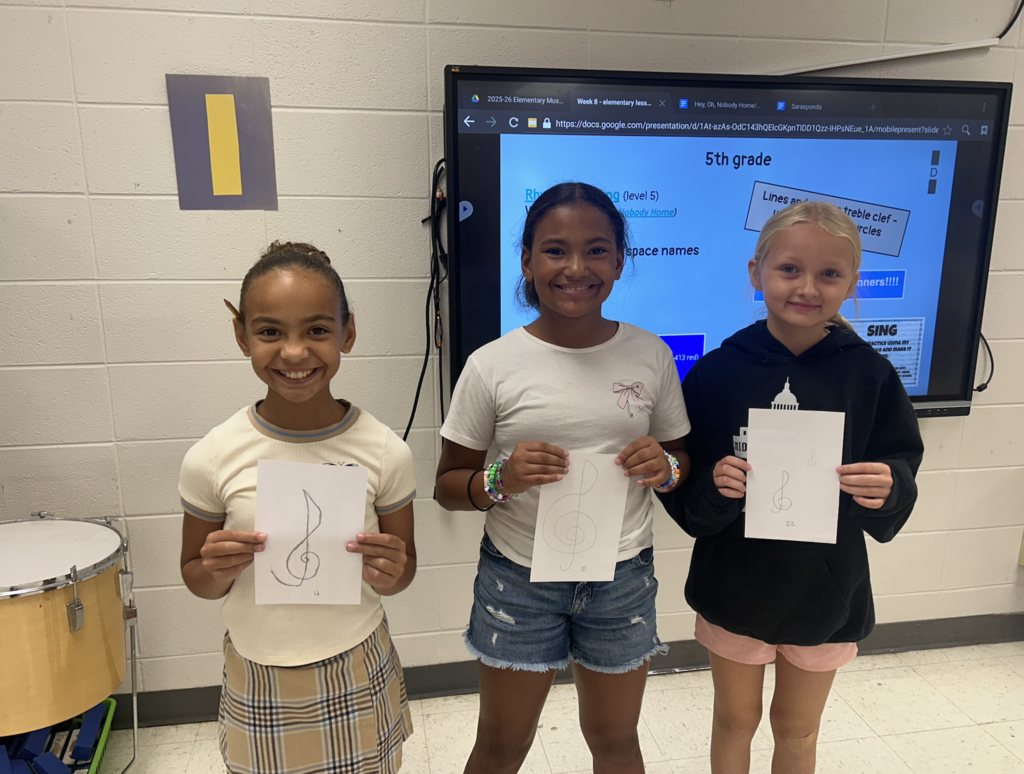 Congratulations to our 5th graders that competed and won the Treble Clef Drawing Competition through music class!