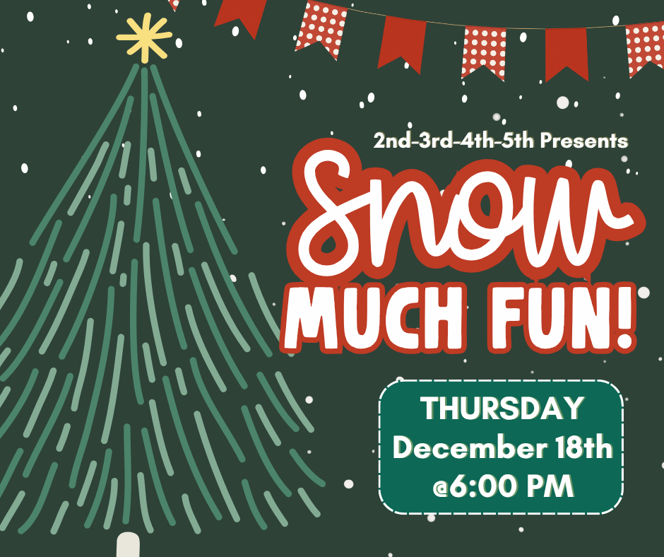 [Mark Your Calendars] CDR is proud to announce our 2025 Christmas Programs!   Preschool, Kindergarten & 1st Grade presents "Holiday Alphabet" Tuesday, December 16th @6:00  2nd, 3rd, 4th, and 5th Grade presents "Snow Much Fun" Thursday, December 18th @6:00  We hope to see you there! 