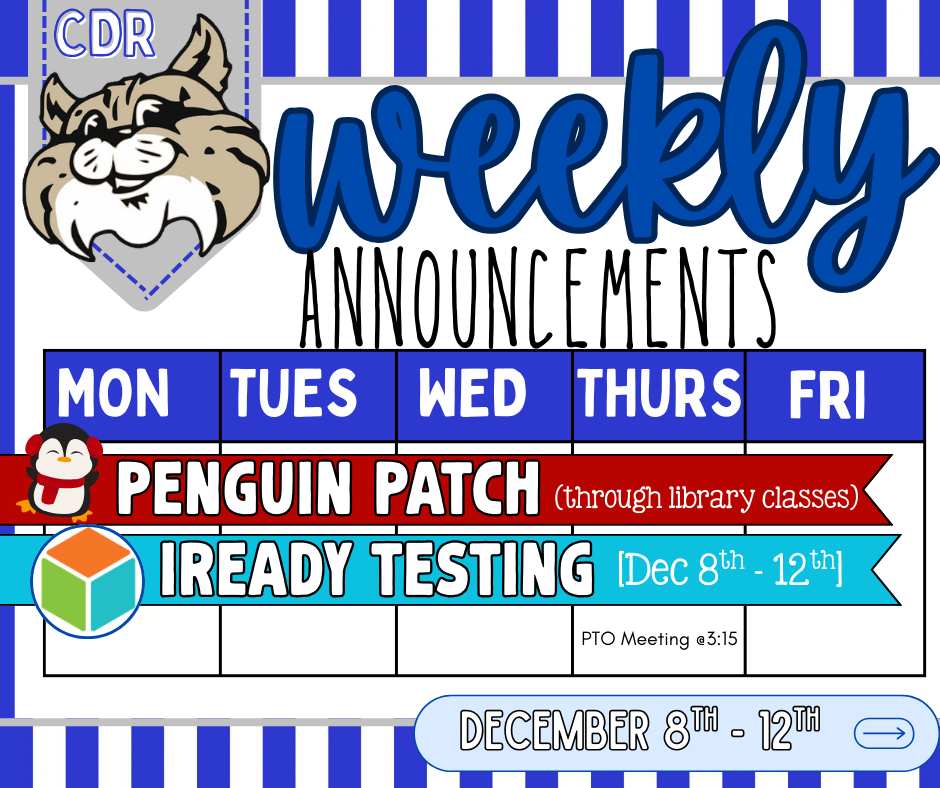 Weekly Announcements [December 8th - 12th]