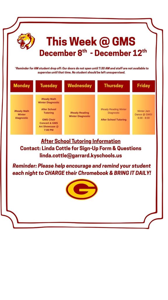 This week at GMS! 12.8.25(updated)