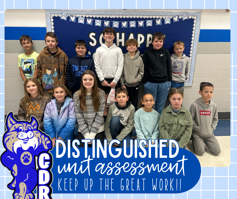 WAY TO GO  5th Grade!! So proud of your [DISTINGUISHED] work on your Social Studies Unit Assessment! WOW!! Keep up the awesome work! 