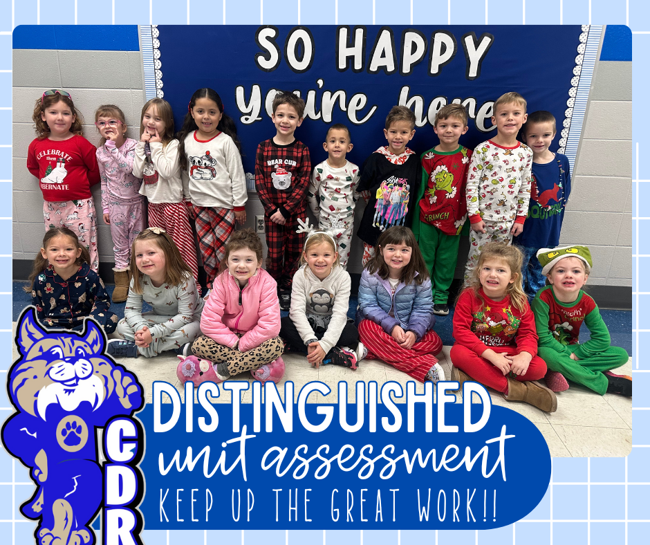 We couldn't be MORE proud of these kindergarteners who scored [DISTINGUISHED] on their most recent District Unit Assessments! Keep up the awesome work bobcats! YAY! 