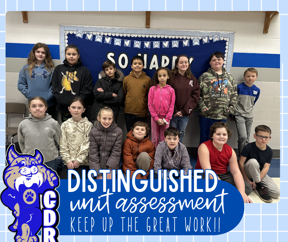 WAY TO GO 4th & 5th Grade! So proud of these bobcats for scoring [DISTINGUISHED] on their most recent Physical Education Assessments! Keep up the awesome work bobcats!