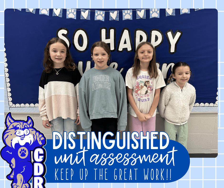 Check out these 3rd grade Math rockstars!  Congratulations on scoring [DISTINGUISHED] on your most recent Math District Unit Assessment! You all rocked it! So proud of you!