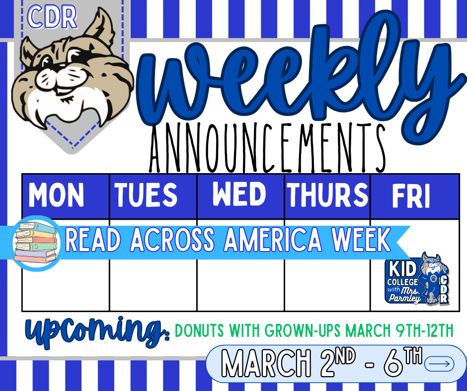 Weekly Announcements: March 2nd - 6th