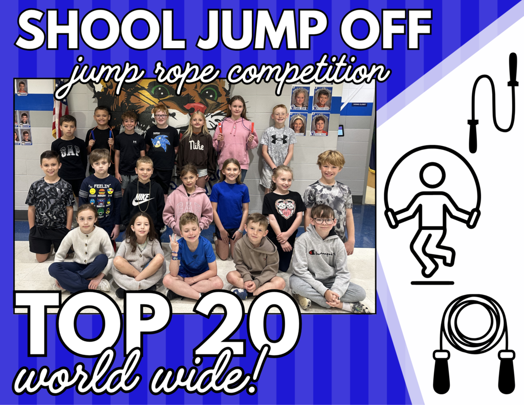 School Jump Off [Jump Rope Competition] We are so proud of these CDR bobcats for earning a Top 20 spot [WORLD WIDE] in the jump rope competition they participated in back in February! Hard work, motivation, and dedication really pays off! Way to go Bobcats! So proud of you!