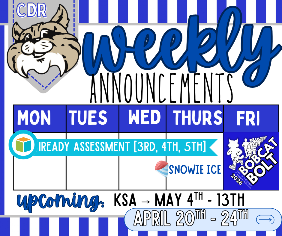 Weekly Announcements: April 20th - 24th